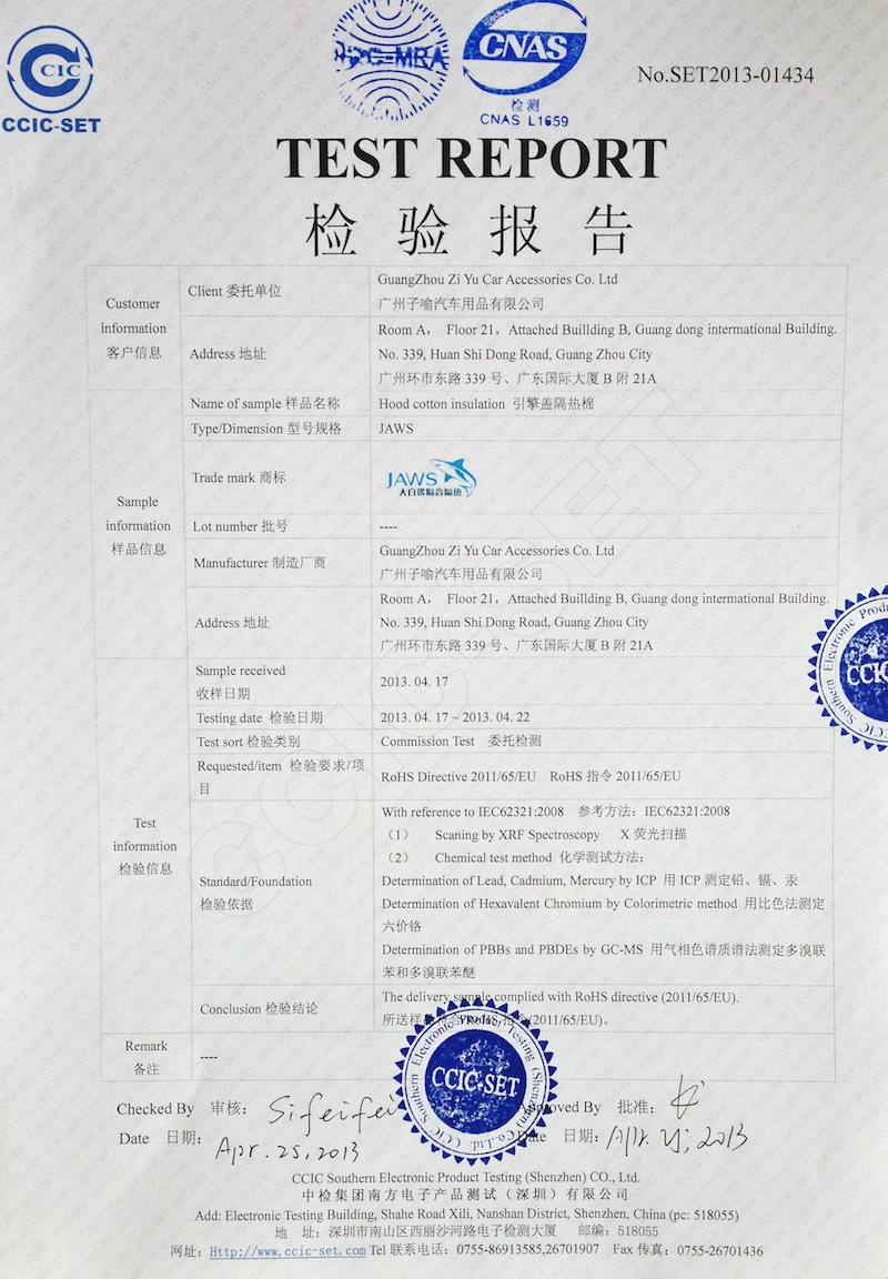 检测报告第一页