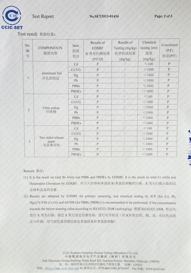 检测报告第二页